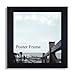 Adeco 10x10 inch Matte Black Wood Decorative 1.25 inch Wide Margin Wall Hanging Print Picture Photo Frame - Made to Display 10x10 Poster or Photo