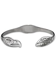 Sterling Silver Lovebirds Northwest Coast Native American Bracelet. Made in USA.