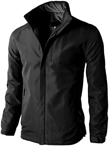 H2H SPORT Men Casual Windbreaker Hoodie Jacket Basic Designed Of Various Colors BLACK US L/Asia XL (KMOJA0289)