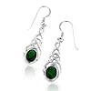 Sterling Silver Celtic Knot Emerald Green CZ Hook Earrings