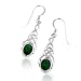 Sterling Silver Celtic Knot Emerald Green CZ Hook Earrings