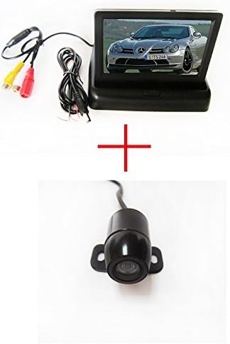 Auto Car Vehicle Reverse View &amp; Rearview Backup Camera, Distance Guide Line Display, Waterproof, Night Vision, Parking Assistance, Universal Mount (Rear Vehicle Mounting) with 4.3" Foldable Screen Car Vehicle Rear View Monitor for Dvd/vcr/car Reverse Camera