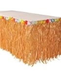 Hawaiian Luau Hibiscus Natural Color String & Colorful Silk Faux Flowers Table Hula Grass Skirt for Party Decoration, Events, Birthdays, Celebration (1 Pack) by Super Z Outlet&reg;