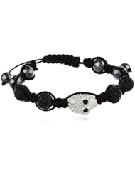 Skull and Crystal Fireball Shamballa Bracelet, 7.5"