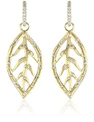 Katie Decker "Ivy" 18k Yellow Gold and Diamond Leaf Earrings