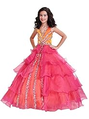 Girls Halter Organza/Satin Beaded Lace Crystals Crystal   Ball Gown Pageant Dress/Party Dress 