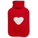 Red With White Love Heart Hot Water Bottle