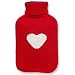Red Hot Water Botle with Single White Heart. Std. Size