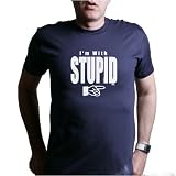 I'M WITH STUPID T-Shirt - 100% Fine Jersey Combed Cotton Unisex T-Shirt - Sweat Shop Free