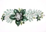 Green Flower Leaf Blossom Crystal Hair Barrette