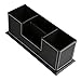 HOMETEK PU Leather Desktop Storage Box 4 Compartment Desk Organizer Card/Pen/Pencil/Mobile Phone/Remote Controller/Cosmetics Office Supplies Holder Collection Desktop Organizer (Black)
