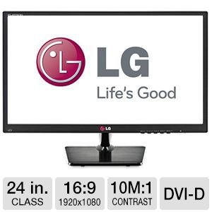 LG 24" Wide 1080p Slim LED Monitor, VGA, DVI On Sale