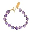 Chunky Amethyst Gemstone Beaded Bracelet with Gold Vermeil KARMA Tag and Accent Beads, 7" Length, #7564