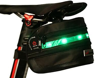 ACACIA 600D Extensible Bike Saddle Bag with Green Warning Taillight