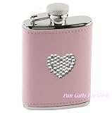The Emporium Hip Flasks Collectable Ladies Girls Pink Diamonte Heart Hip Flask