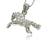 Silvertone Running Horse Charm Pendant Necklace Fashion Jewelry