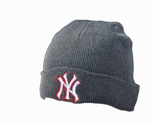 Beanie Gray Ny New York Yankees Winter Ski Woolly Hat