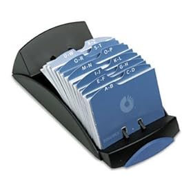 Open Tray Business Card File, 100 Sleeves, Black