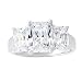 Platinum Plated Sterling Silver Cubic Zirconia Emerald-Cut Three-Stone Cubic Zirconia Ring, Size 7