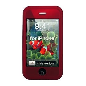 Red Rubberized Protective Snap-On Cover Case with Removable Belt Clip for Apple iPhone 1 Gen (not for iphone 3G)