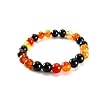 Brazilian Polished Agate and Black Onyx Stretch Bracelet