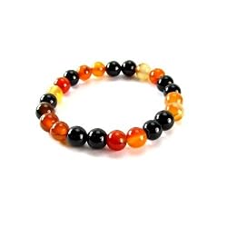 Brazilian Polished Agate and Black Onyx Stretch Bracelet