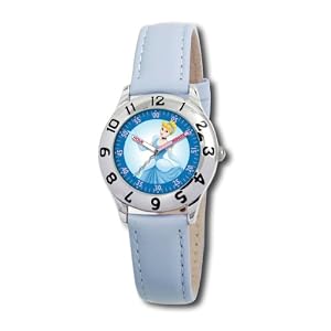 Disney Kids' D040S400 Cinderella Time Teacher Blue Leather Strap Watch