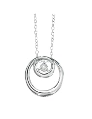 DiAura Sterling Silver Diamond-Accent Double Circle Pendant Necklace