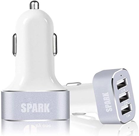 Spark Electronics 3-Port 4.1A(2.1A 1A 1A) Aluminum Panel Rapid USB Car Charger for iPhone 6 6 Plus iPhone 5/5s/5c iPhone 4 4S iPad 1 2 3 iPad mini iPad Air iPod 5th iPod classic iPod nano iPod touch Samsung Galaxy Smartphones Tablets Android Smartphones Tablet and More Digital Devices with 5V Input