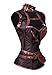 Charmian Women's Retro Goth Spiral Steel Boned Brocade Steampunk Bustiers Corset with Jacket and Belt Dark-Brown Small