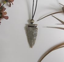 HAND CHIPPED STONE ARROWHEAD BLACK LEATHER NECKLACE