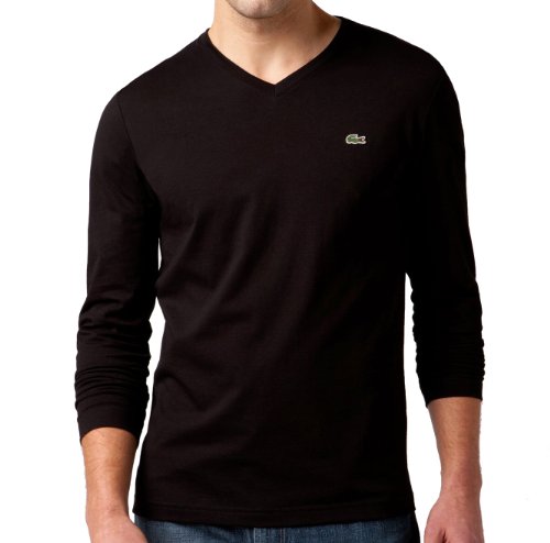 Lacoste Men's Long Sleeve Pima Jersey V-Neck T-Shirt