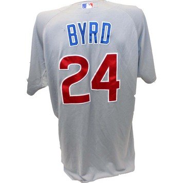 Marlon Byrd Jersey - Chicago Cubs 2011 Game Worn #24 Grey Cool Base Jersey (50)