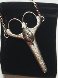 Victorian English Heirloom Wool and Needles Pewter Sewing Chatelaine Scissors