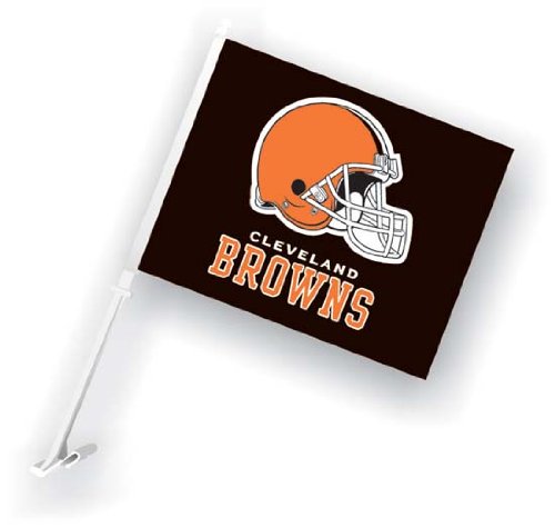 CLEVELAND BROWNS CAR FLAG w/Wall Bracket Set of 2