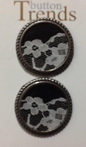 Button Trends: Metal & Acrylic Dimensional Designer & Collectors Buttons ~ 2 Piece - Shaft (Black Framed Lace #4615)