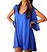 Amoin Women Off Shoulder V-neck A-line Mini Strapless Loose Casual Dress