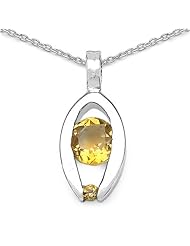 0.50 Carat Genuine Citrine Sterling Silver Pendant Necklace. 18"