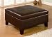 Dark Brown Square Storage Ottoman with Wood Legs