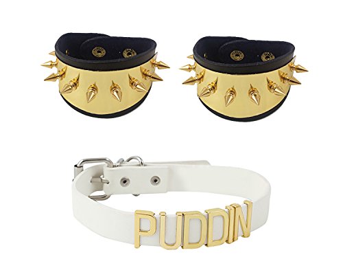 Cosplay Costume Girls Accessories 2 Cuff Bracelet And PUDDIN Choker Neck Collar
