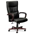 VL844 Series High-Back Swivel/Tilt Chair, Black Leather/Mahogany
