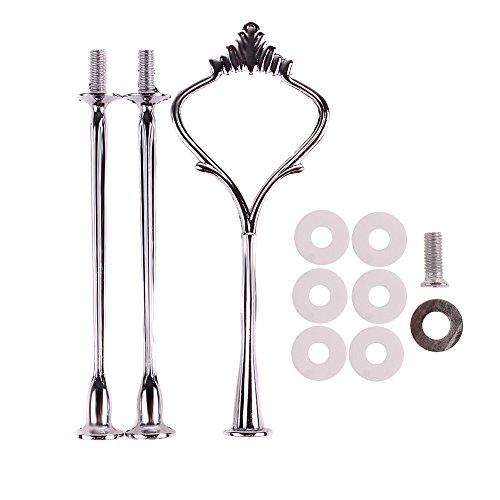 Ushoppingcart 3 Tier 1Set Romance Crown Golden/Silver Cupcake or Cake Stand Cake Holder Anchor Hardware Kit Centre Handle Fittings for Birthday Party,Wedding (Silver)
