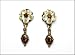 Ladies antique flower oval drop earring - smokey