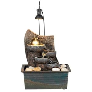 Faux Stone Three Tier with Crystal Ball Table Fountain