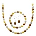 Sterling Silver Freshwater Cultured Multi Color Pearl Necklace, Bracelet Earring Jewelry Set