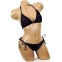 Cute Sexy Solid Black Triangle Top with Tie Side String Bikini Two Piece Swimsuit Set
