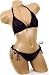 Cute Sexy Solid Black Triangle Top with Tie Side String Bikini Two Piece Swimsuit Set