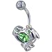 Light Green Crystal Dolphin Heart Dangle Belly Ring