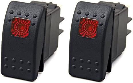 Youan 20 Amp Car Marine 3pin Toggle Switch Dash Rocker Switch (2-pack Red LED)