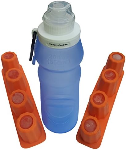 Collapsible Water Bottle, Leak Proof, Lightweight 20 oz Capacity, Bonus 2 Ice Trays